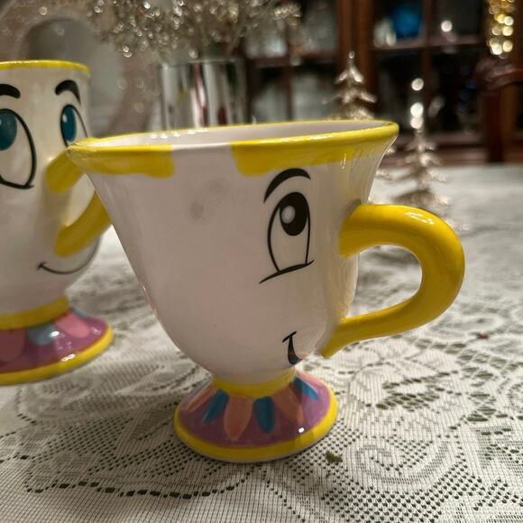Set of 2 Disney Beauty & The Beast 3-D CHIP Collectible Cup / Mug 5.5” & 4.5” - Picture 7 of 14